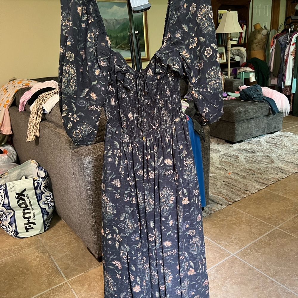 Free People Oasis Boho Floral Maxi Dress in Black medium